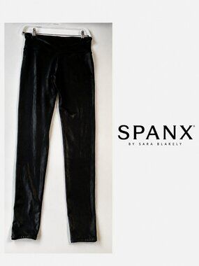 Spanx Black Faux Leather Leggings â Size Large
